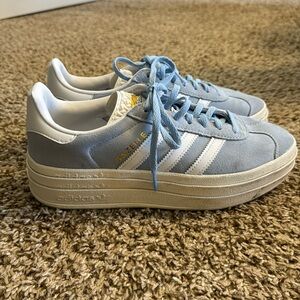 Adodas platform light blue gazelle